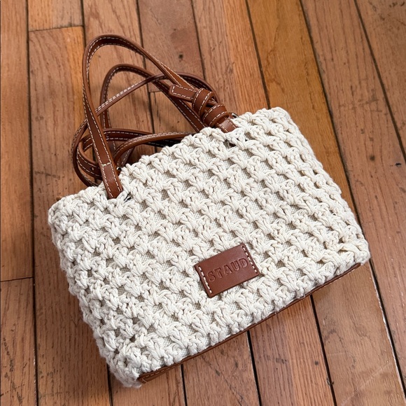 STAUD Cream Crochet Bag with Multicolor Letters - Picture 4 of 4